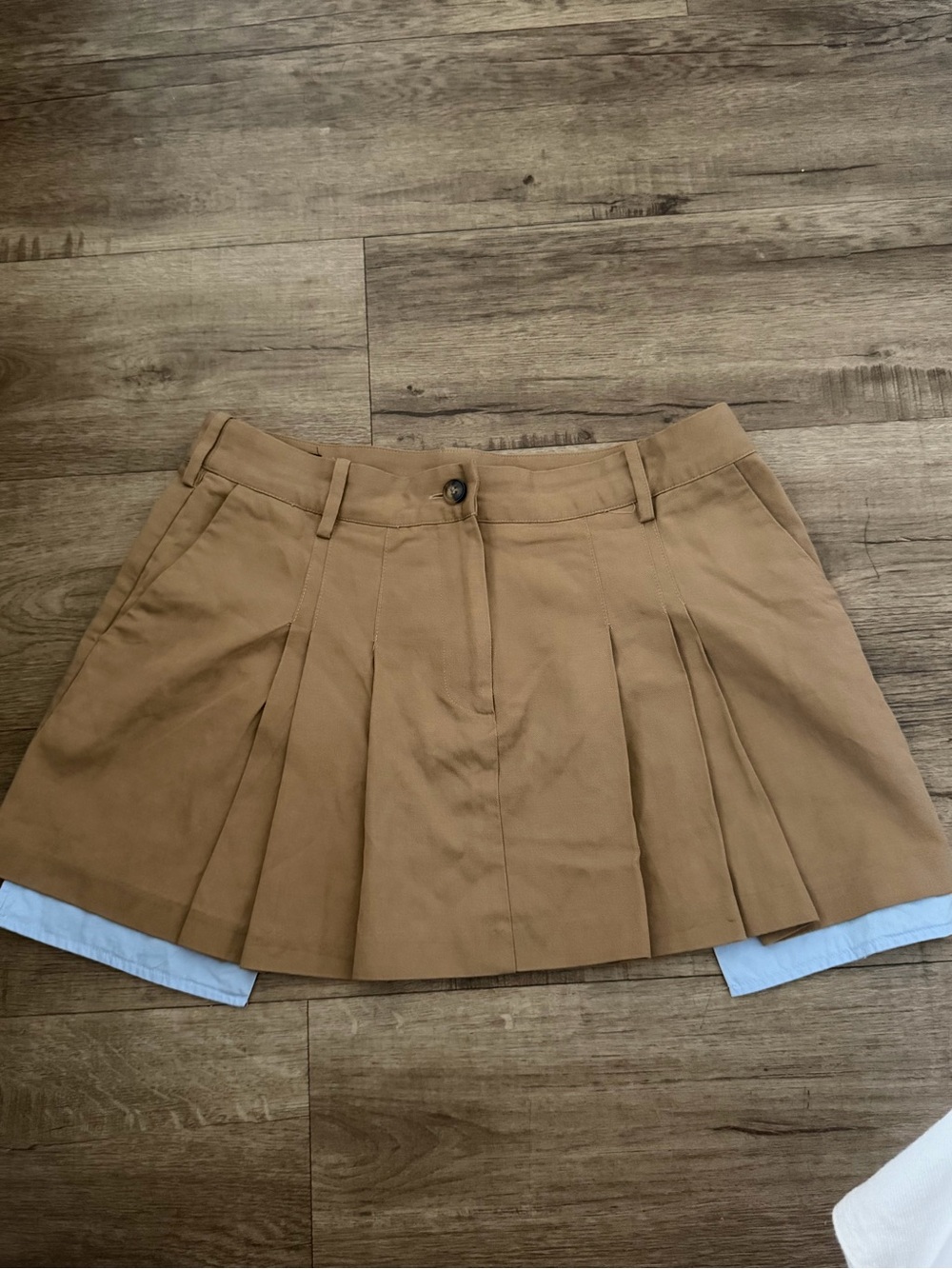 Zara Pleated Tan Mini Skirt
